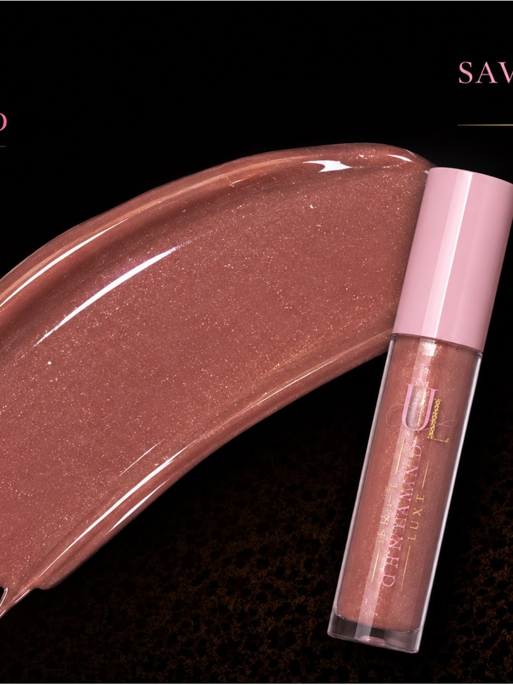 Glossy Pink Champagne Lip Gloss - Luxurious Shimmer